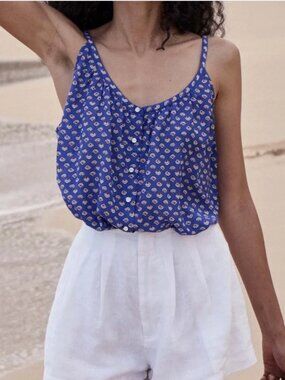 Doen Womens Nalina Bord De Mer Sleeveless Floral Printed Blouse Size Small